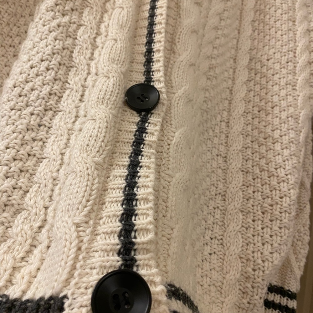 Taylor Swift Med/Lg Folklore Cream Cable Knit Cardigan with Black/ Gray Trim - Picture 5 of 7